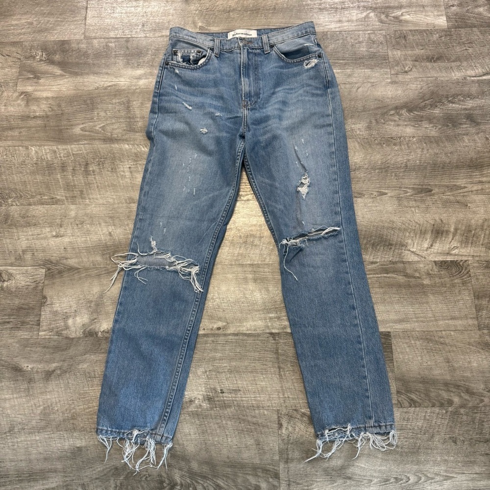 Reformation Julia High Cigarette Jean Distressed Straight Leg Womens Sz. 27